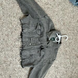 Gray Cropped Denim Jacket